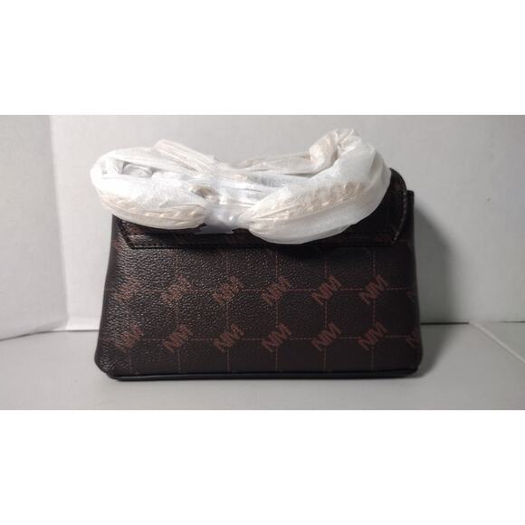 Nicole Miller Logo Handbag Crossbody Chain Brown& Gold NWT - Picture 5 of 7